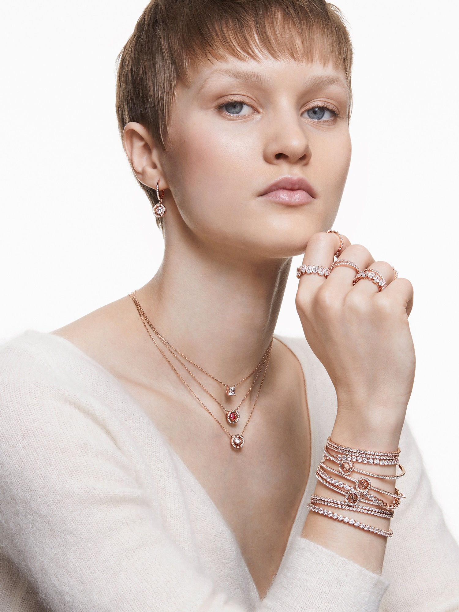 Swarovski Karkötő  rózsaszín arany / fehér termék 2. képe