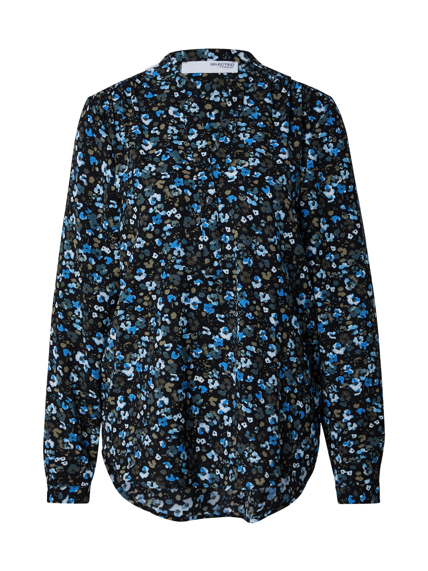 SELECTED Bluză  albastru deschis / oliv / negru / alb