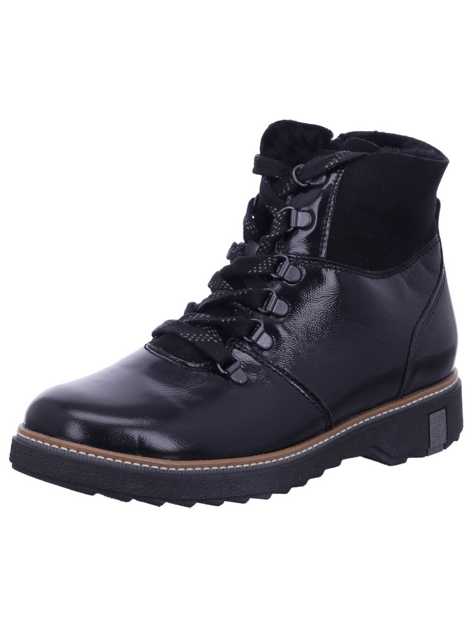 WaldlÄUfer Veterlaarzen 'Stiefel Damen 911802-304 001 Lackleder In Schwarz' Zwart