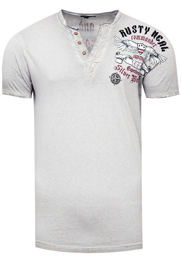 Rusty Neal T-Shirt Herren Größe XXXL hellgrau / schwarz