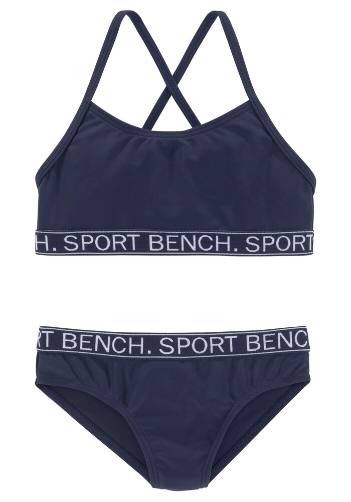 BENCH Bikini Mädchen Größe 134/140 navy / weiß