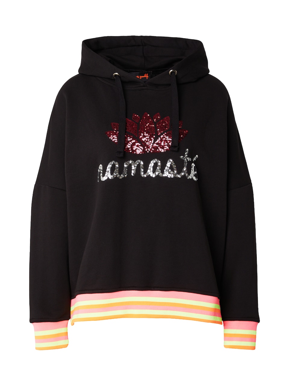 Sweatshirt 'Namasté' neonorange / mörkröd / svart