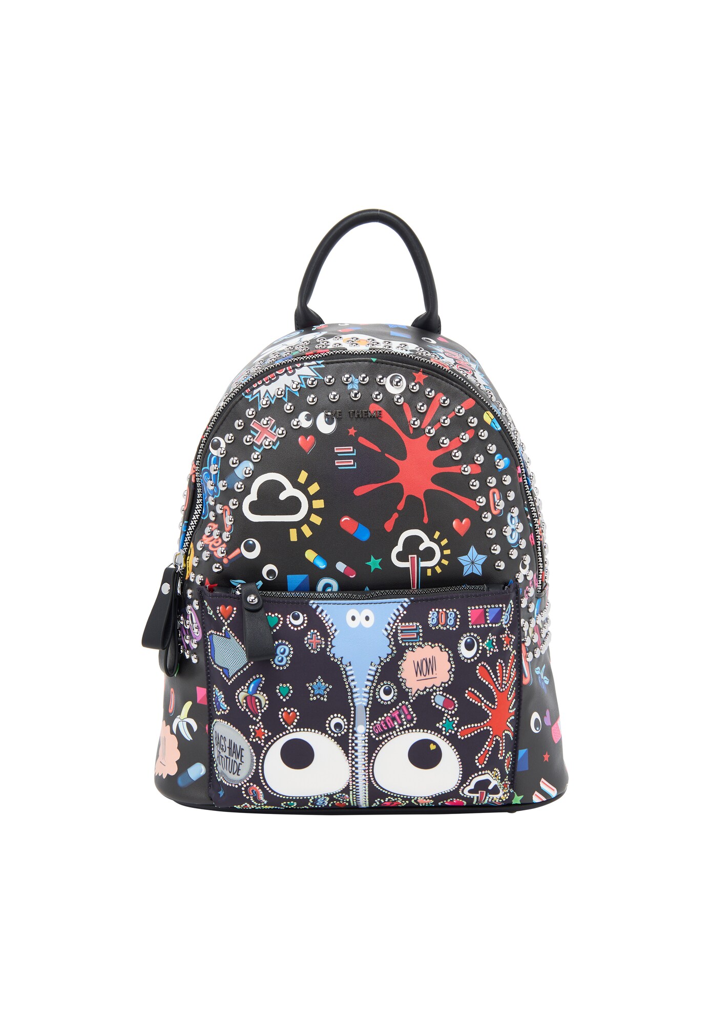 MYMO Rucsac Pop Eyetheme  albastru deschis / roșu intens / negru / alb