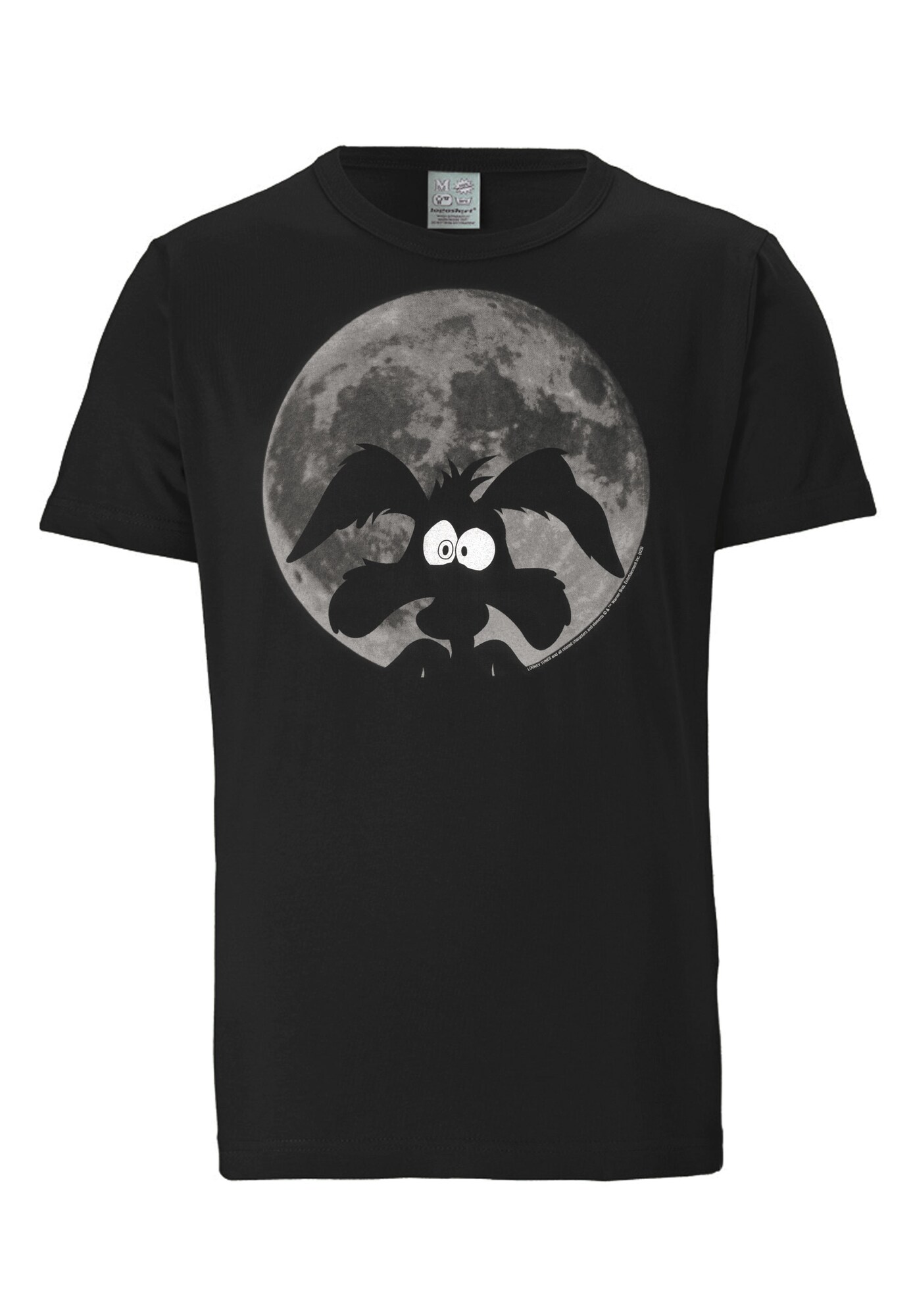 LOGOSHIRT Tričko 'Looney Tunes - Coyote Mond'  čierna