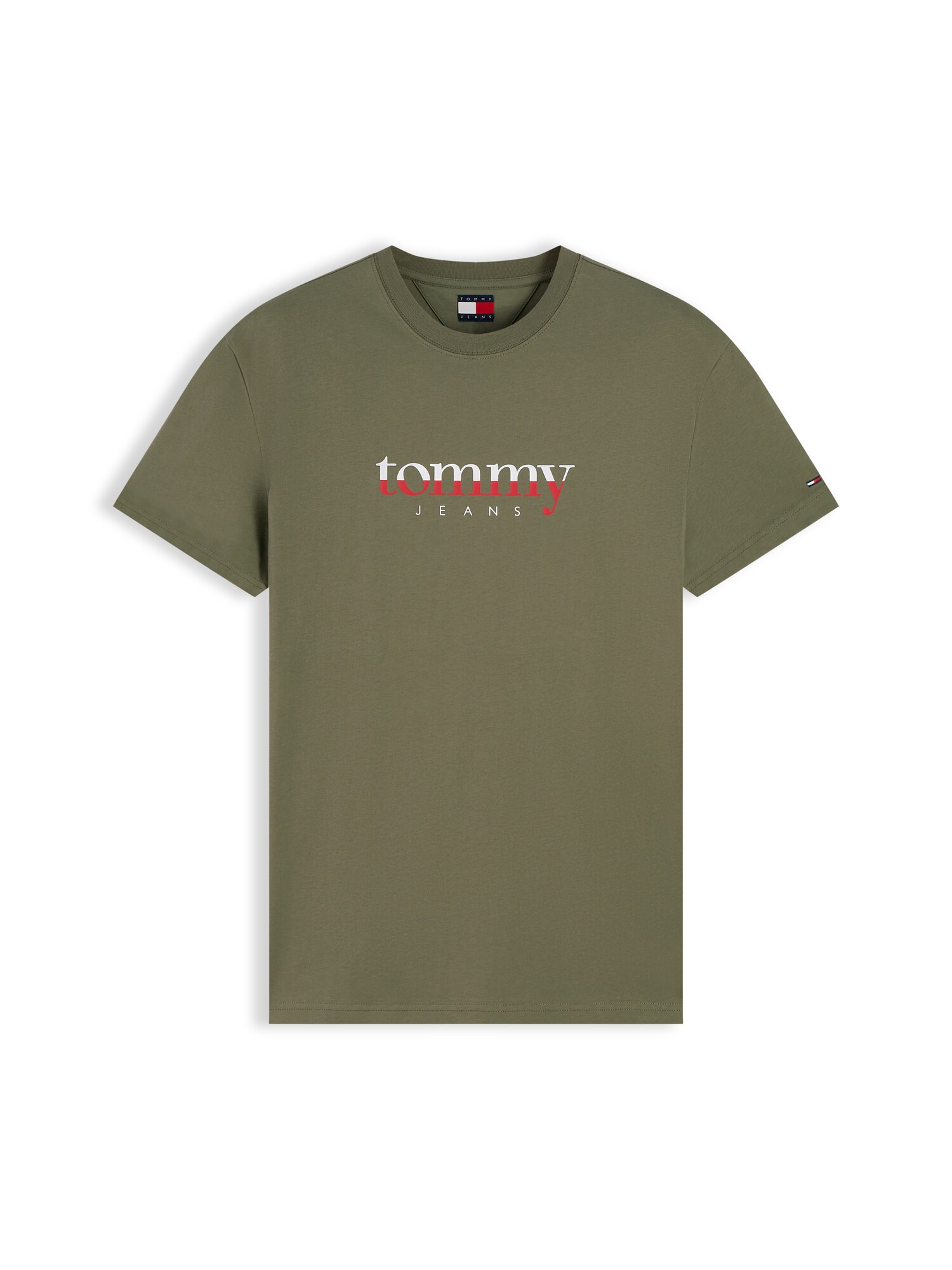 Tommy Jeans Tričko  olivová / ohnivo červená / biela