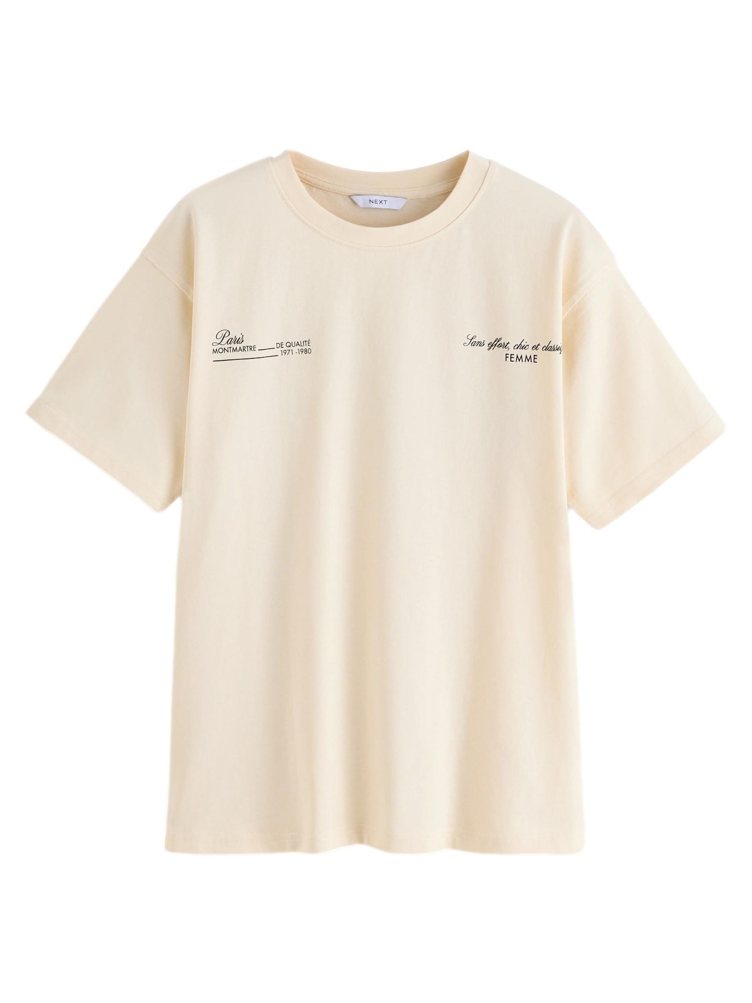 Next Tricou  ecru / negru