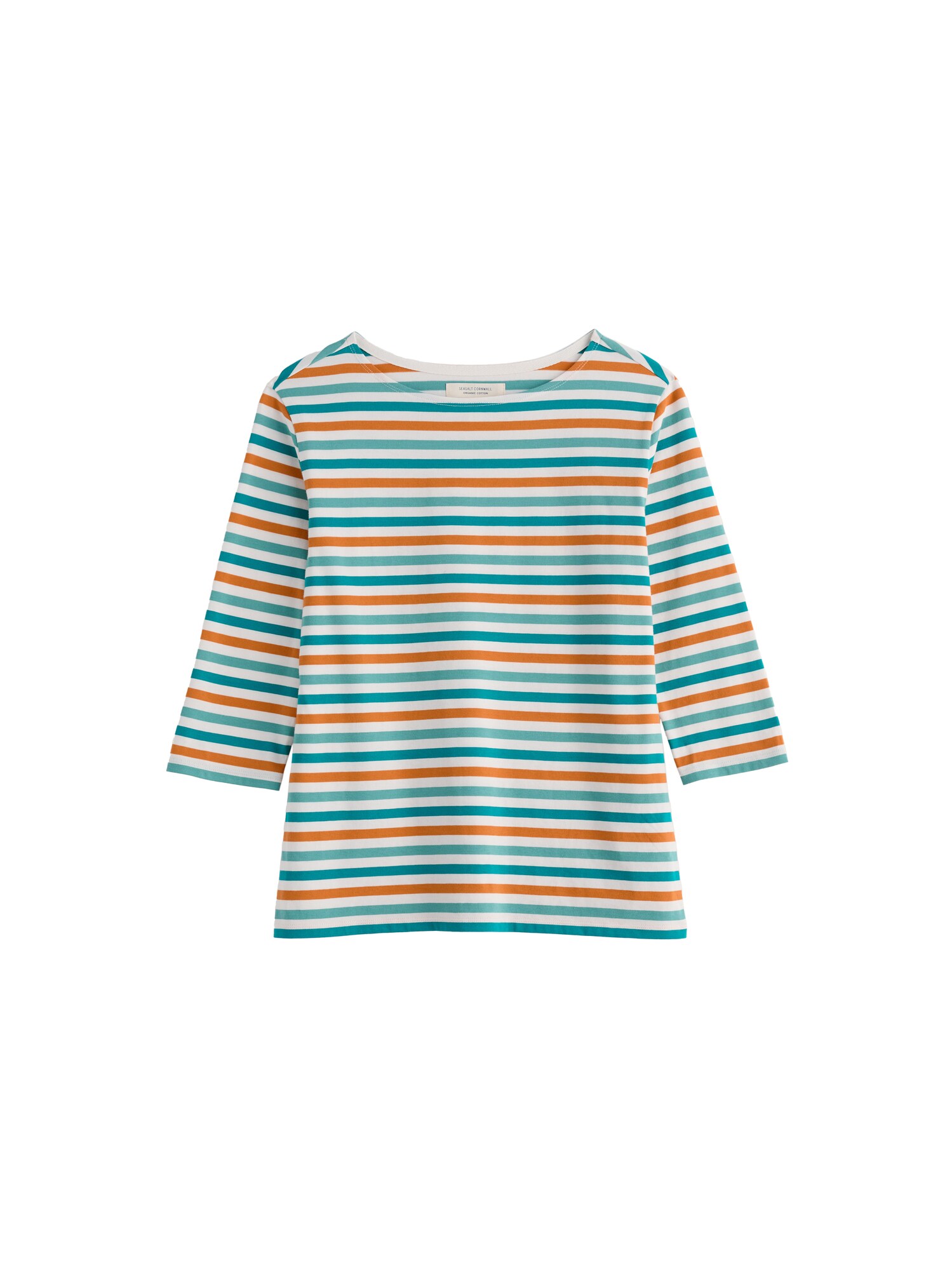 Seasalt Cornwall Camiseta 'Sailor' turquesa / esmeralda / naranja / blanco