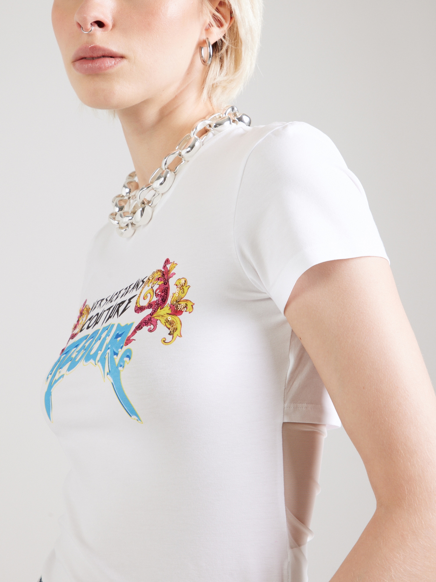Versace Jeans Couture Tričko svetlomodrá / pitaya / čierna / biela (obrázok 5)