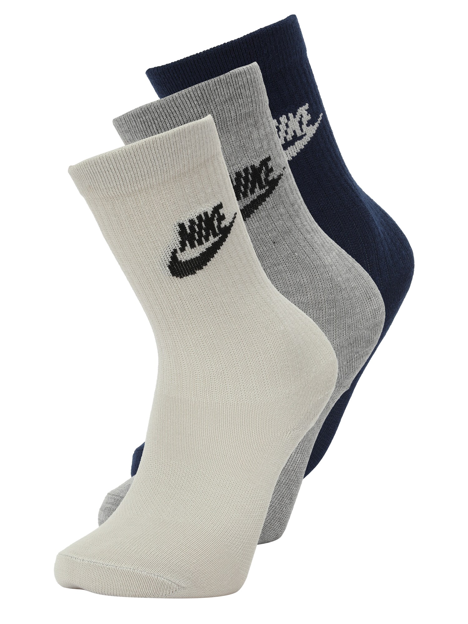 Nike Sportswear Kojinės 'Everyday Essential' kremo / tamsiai mėlyna / margai pilka / juoda