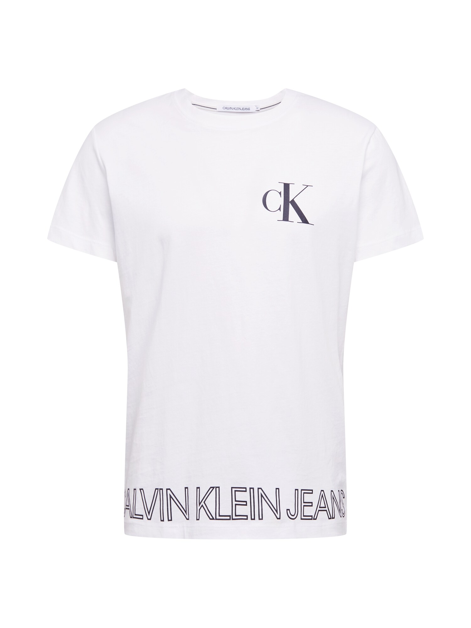 Calvin Klein Jeans Marškinėliai 'OUTLINE'  balta / juoda