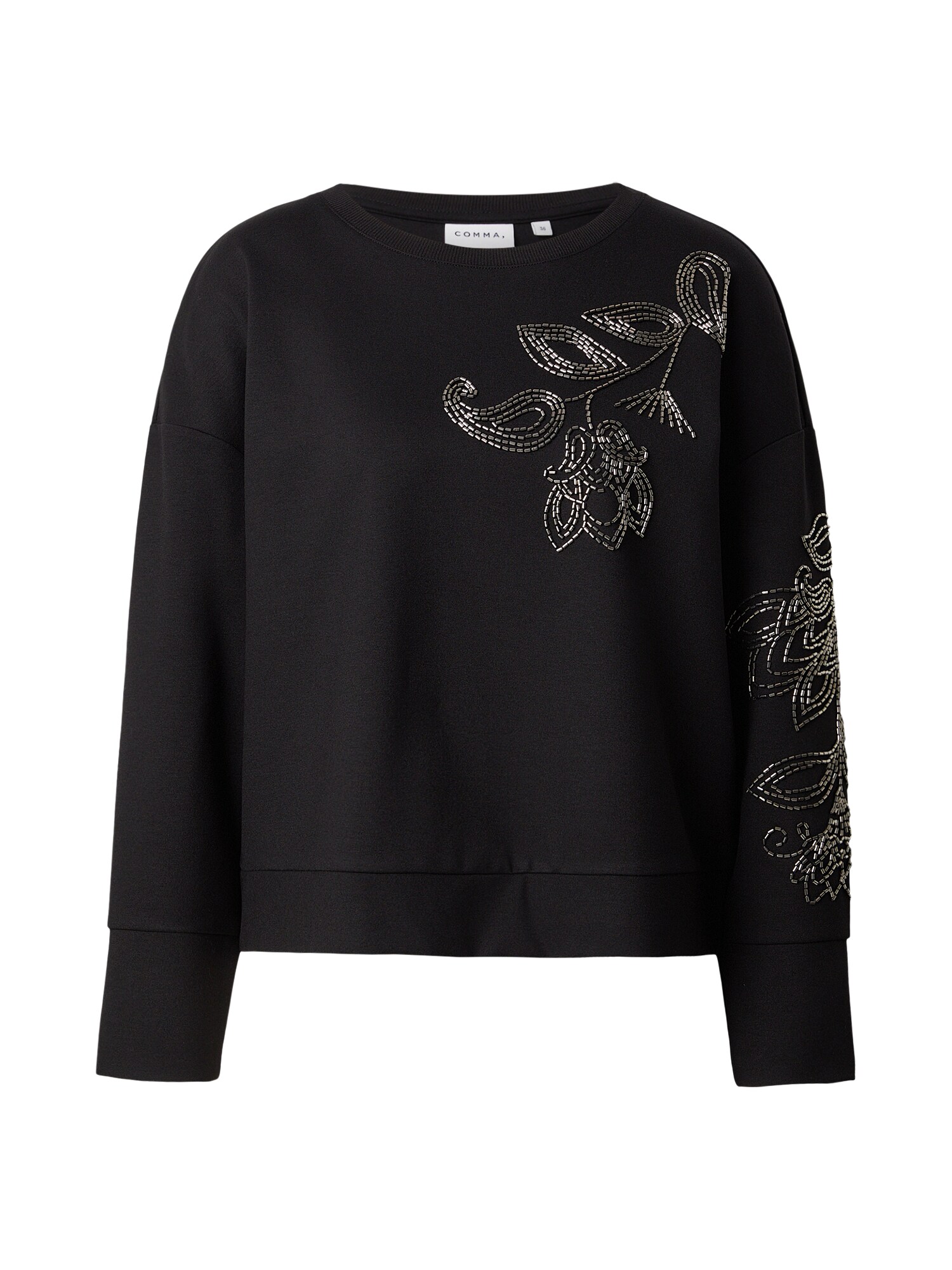 COMMA Bluză de molton  negru / argintiu