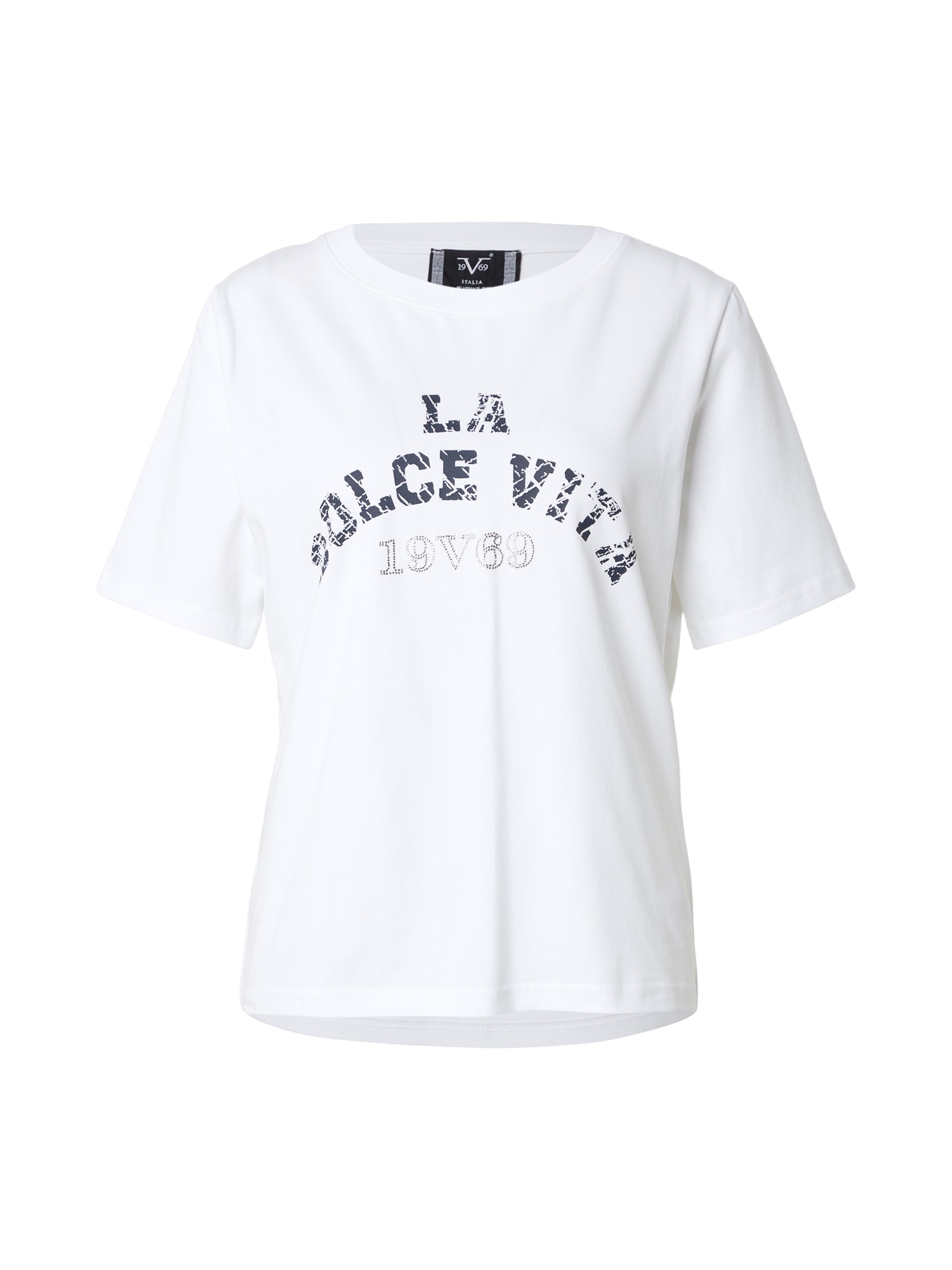19V69 ITALIA Tricou Bellara albastru marin / alb