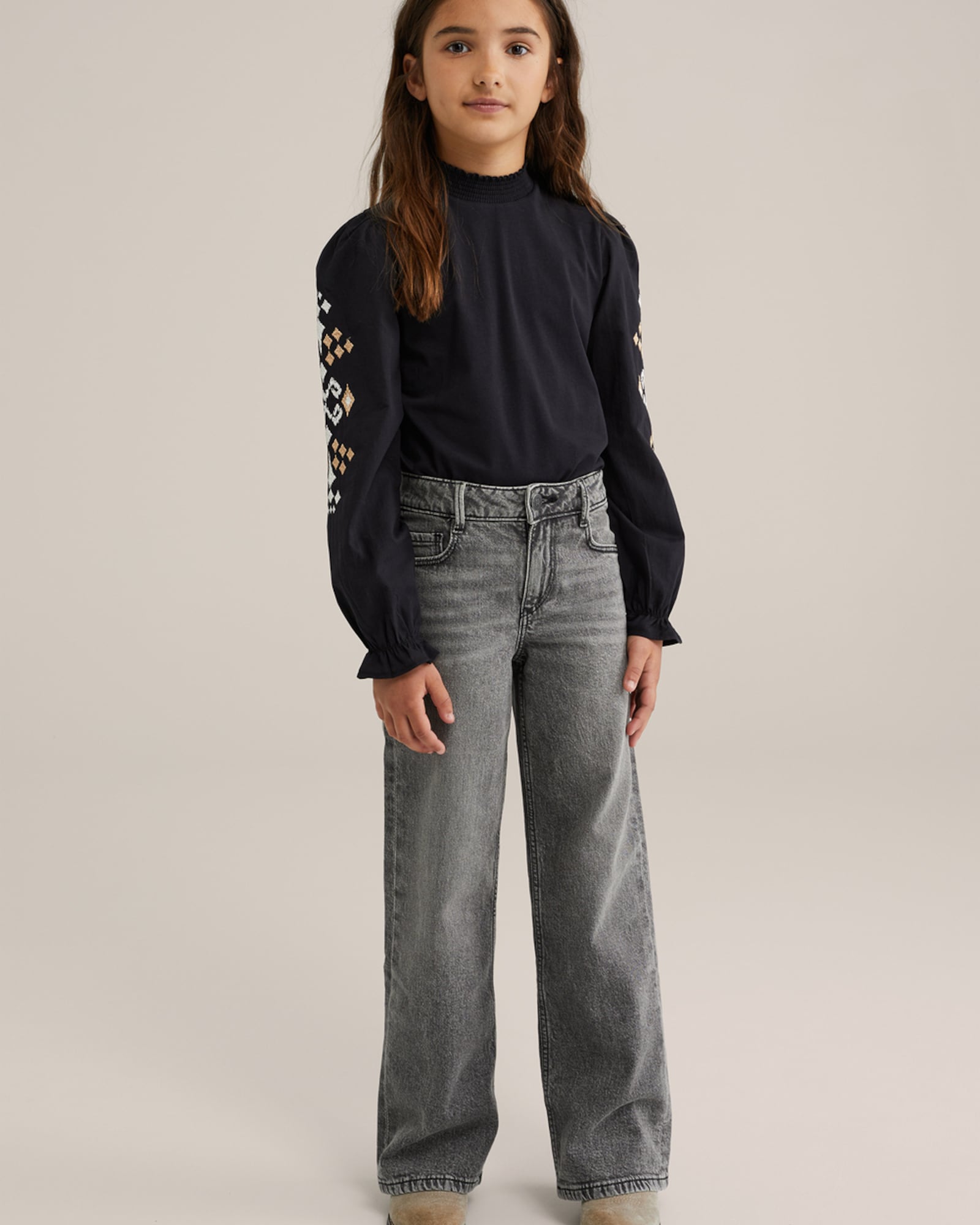 WE Fashion Tričko béžová / čierna / biela (obrázok 6)