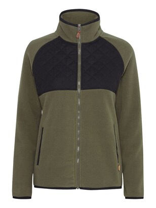 Oxmo Fleece jas ‘Malin’ Olijfgroen / Zwart