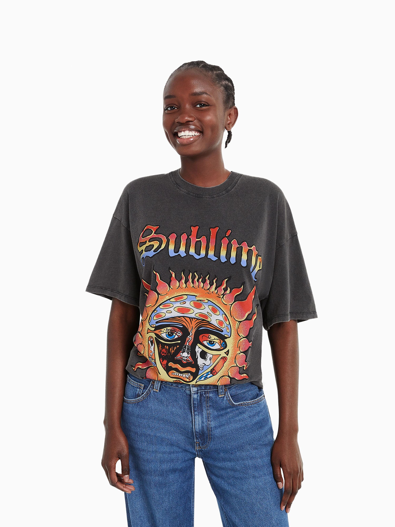 Bershka Póló  antracit / vegyes színek termék 2. képe