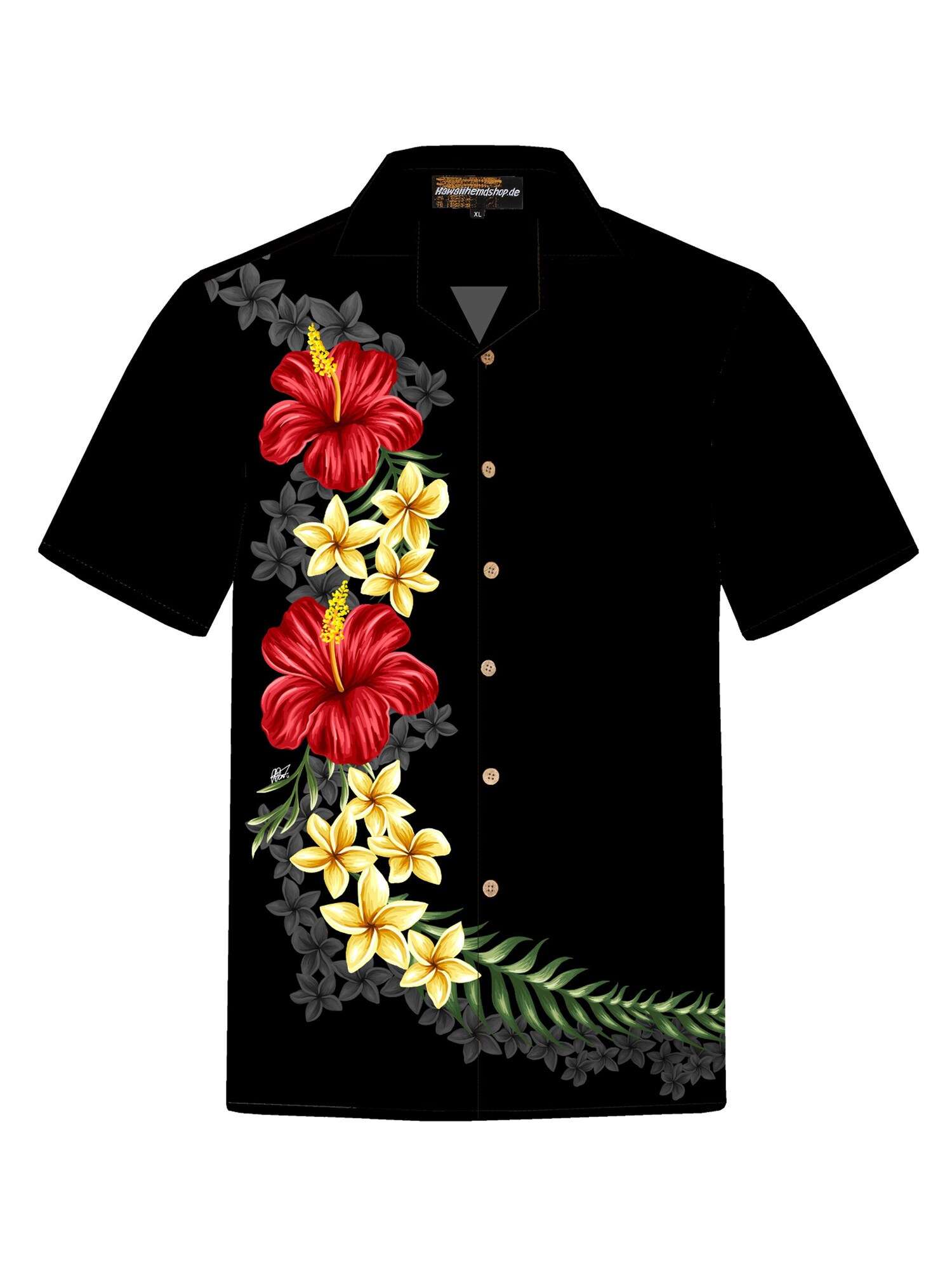 Hawaiihemdshop.de Camisa 'Hawaiihemd "Black Elegance"' negro