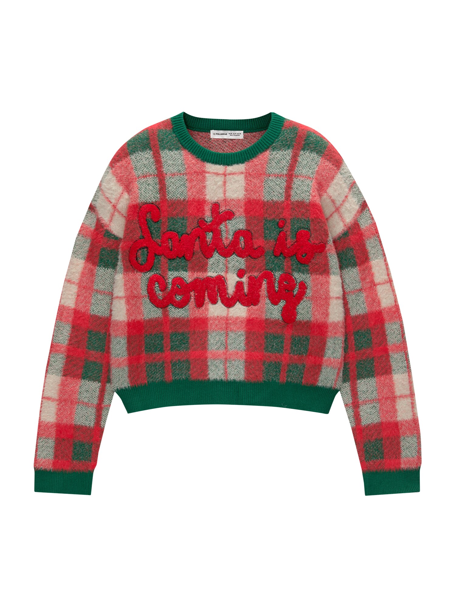 Pull&Bear Pulóver  smaragd / vérvörös / pasztellpiros / gyapjúfehér akciós termékkép 1
