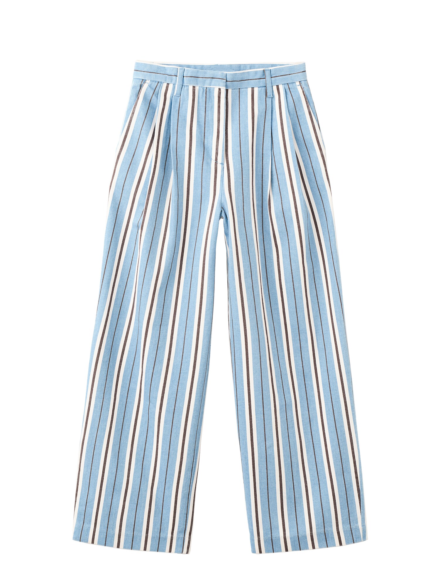 MANGO Pantaloni cutați 'Trilussa'  albastru pastel / negru / alb
