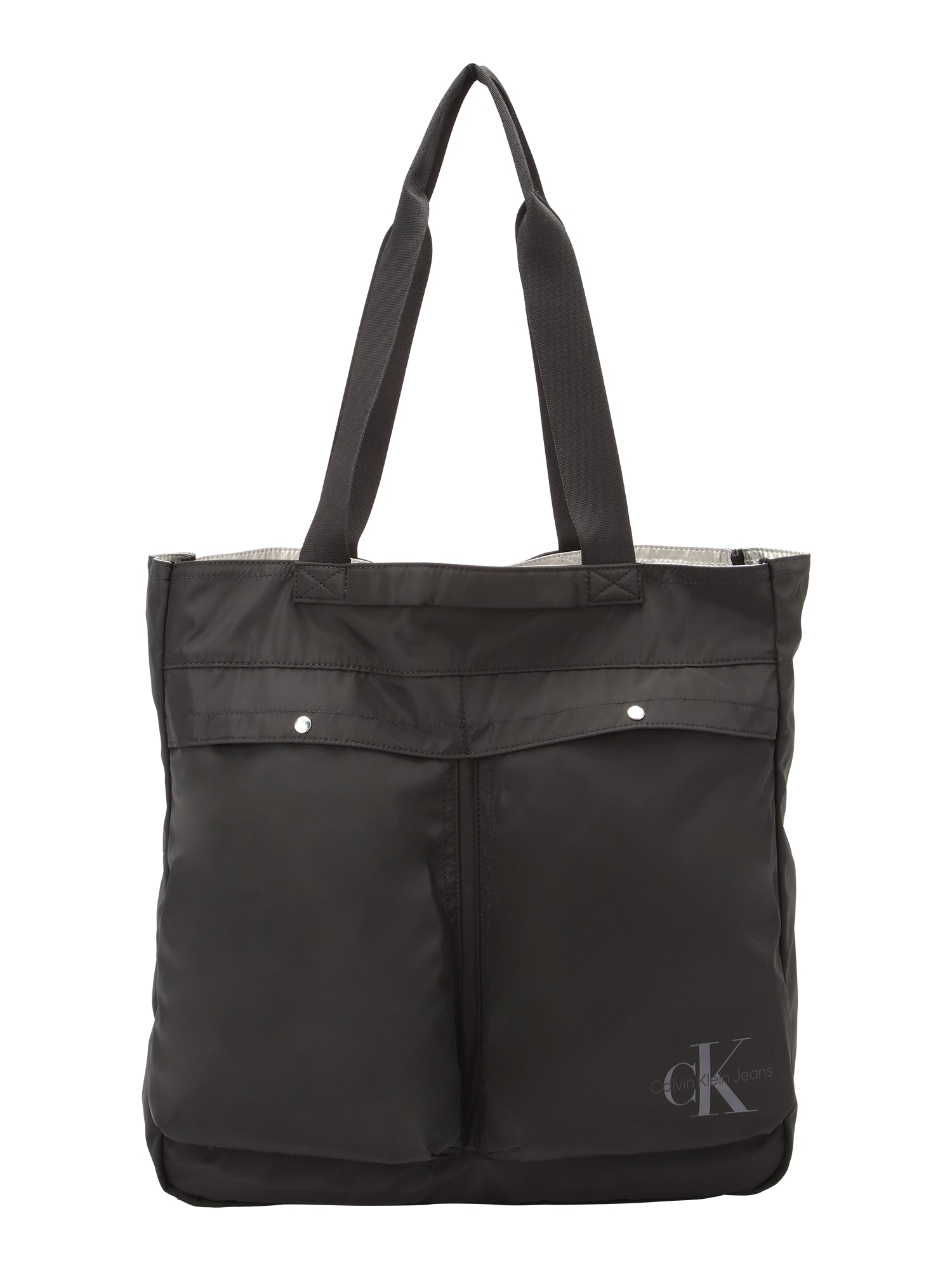 Calvin Klein Jeans Pirkinių krepšys juoda / sidabrinė