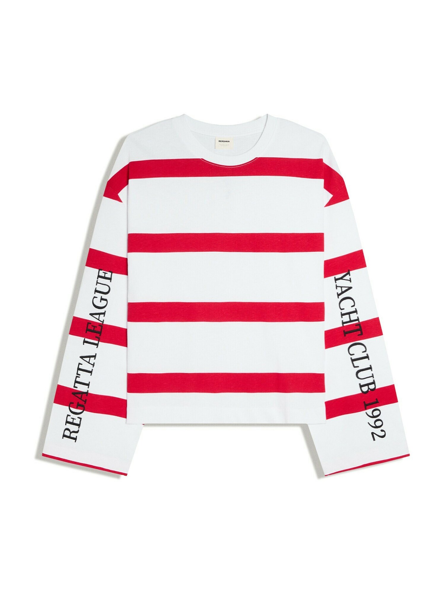 Bershka Tricou roșu / negru / alb