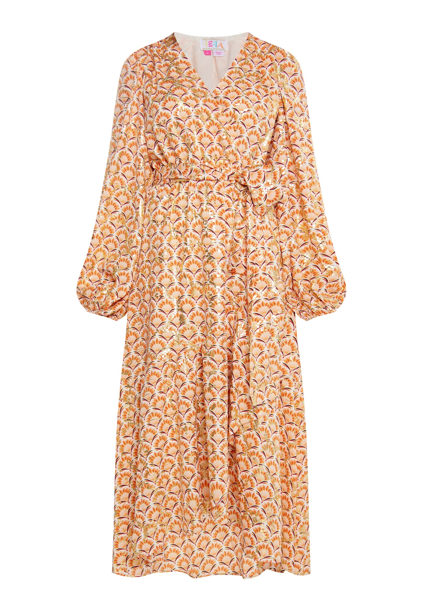IZIA Vestido beige / oro / naranja