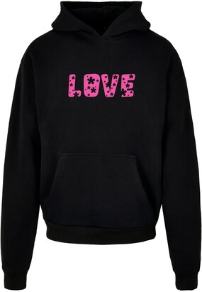 Merchcode Sweatshirt ‘Valentines Day – Flowers Love’ Pink / Zwart