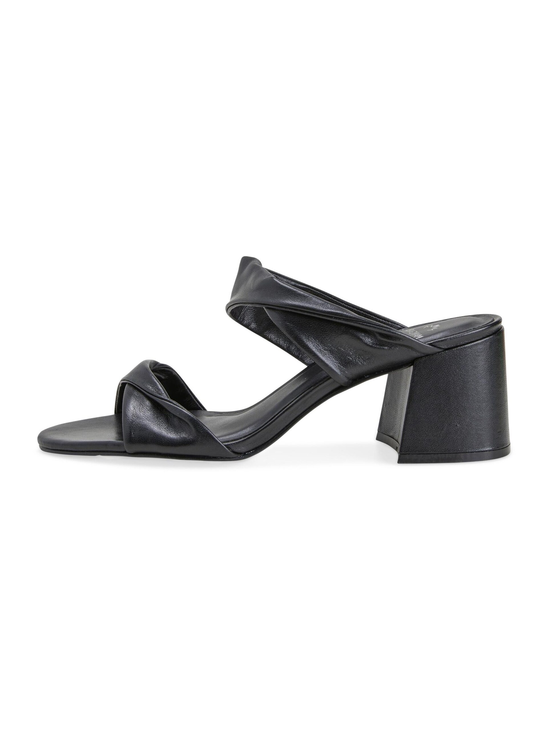 Mangara Atelier Pantolette 'Xaxim Damen Mules Ziegenleder Schwarz Blockabsatz 6,5 cm' tofflor & clogs