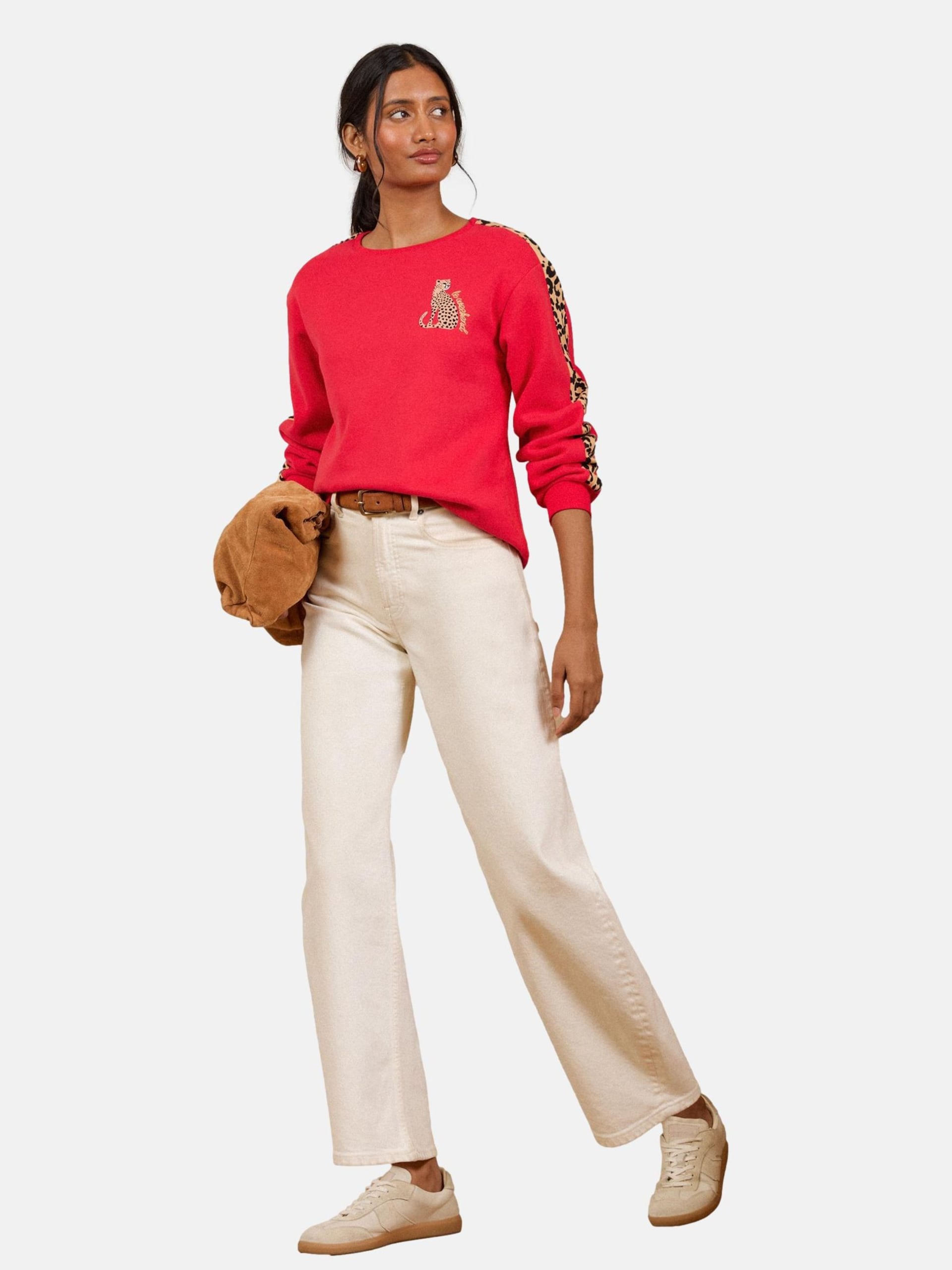 Love & roses Sweatshirt beige / röd dam