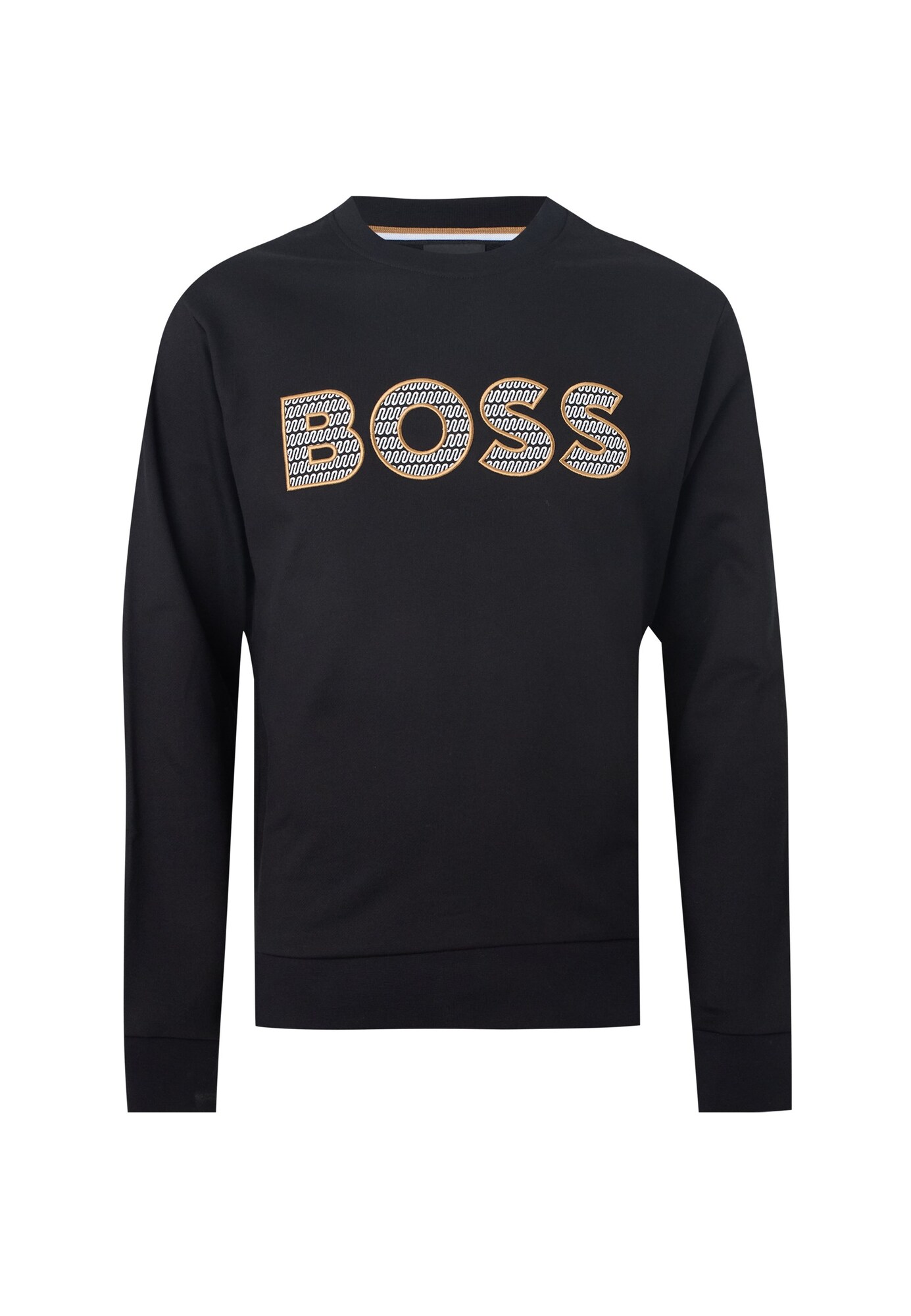 BOSS Bluză de molton C-Soleri 85 maro deschis / negru / alb