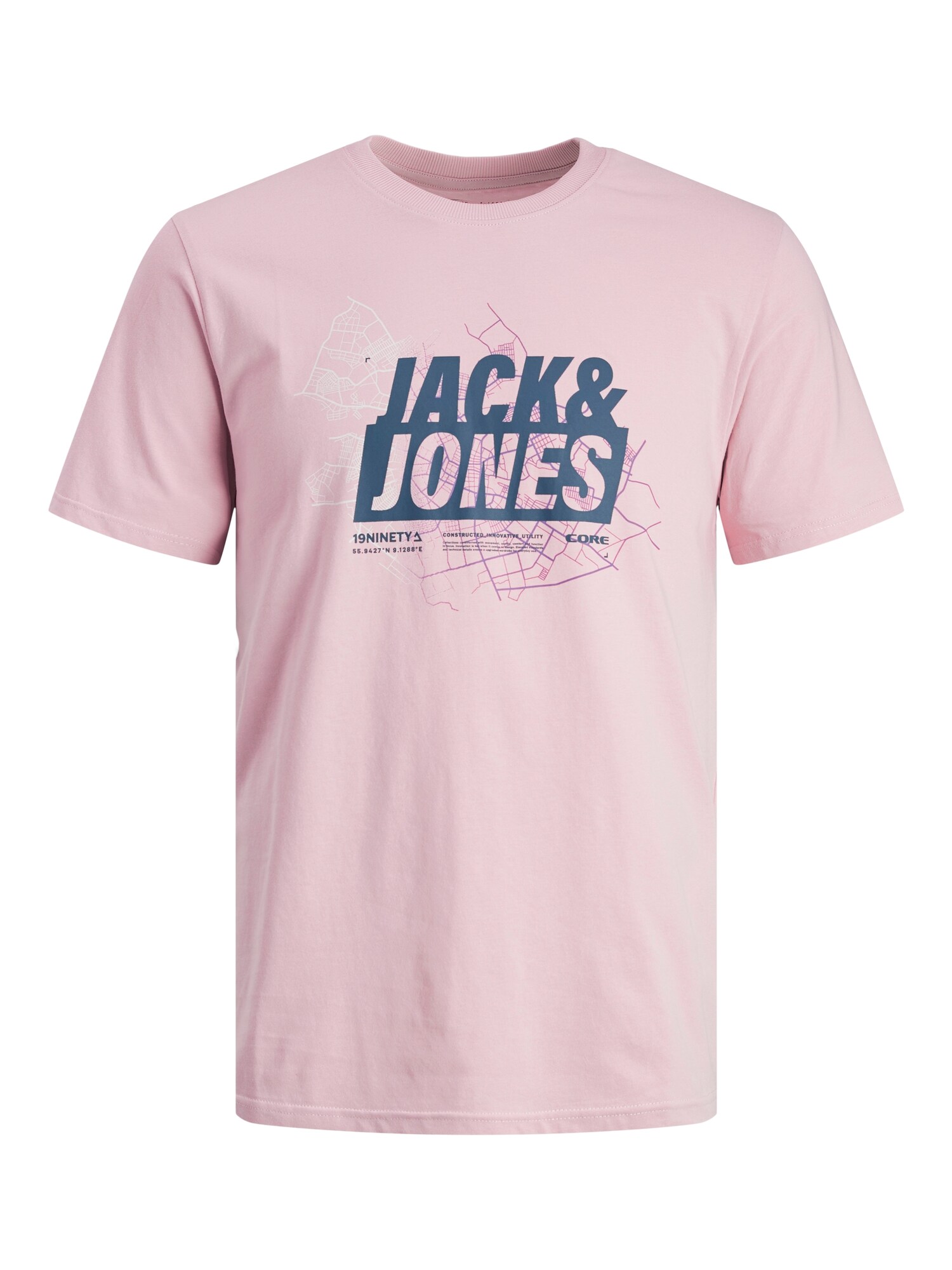 JACK & JONES Tričko 'JJMap Summer'  tmavomodrá / orgovánová