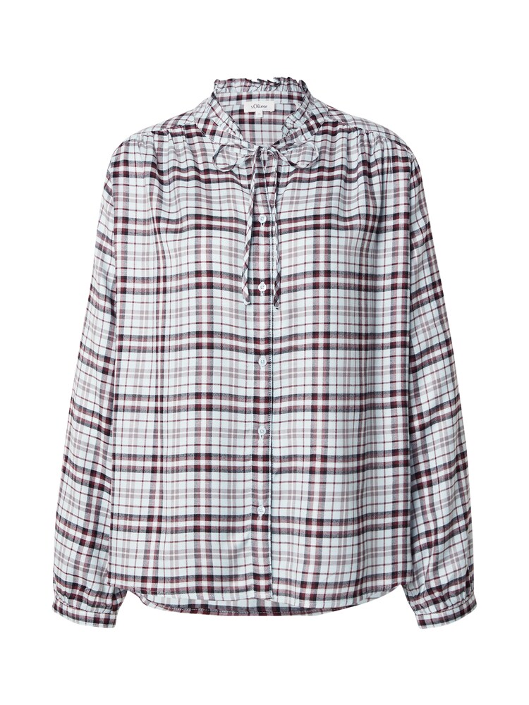 s.Oliver Bluse Damen Größe M pastellblau / bordeaux / schwarz