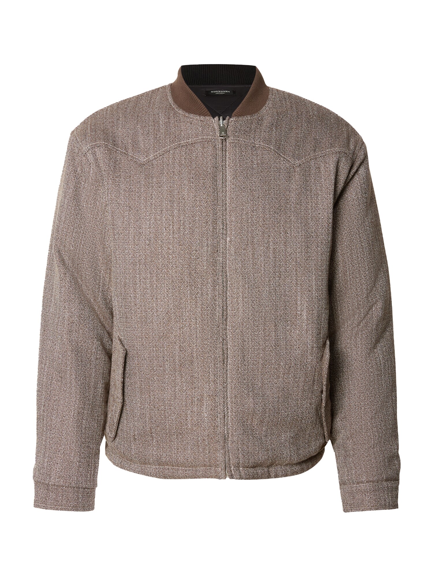 SCOTCH & SODA Prechodná bunda  tmavohnedá / biela