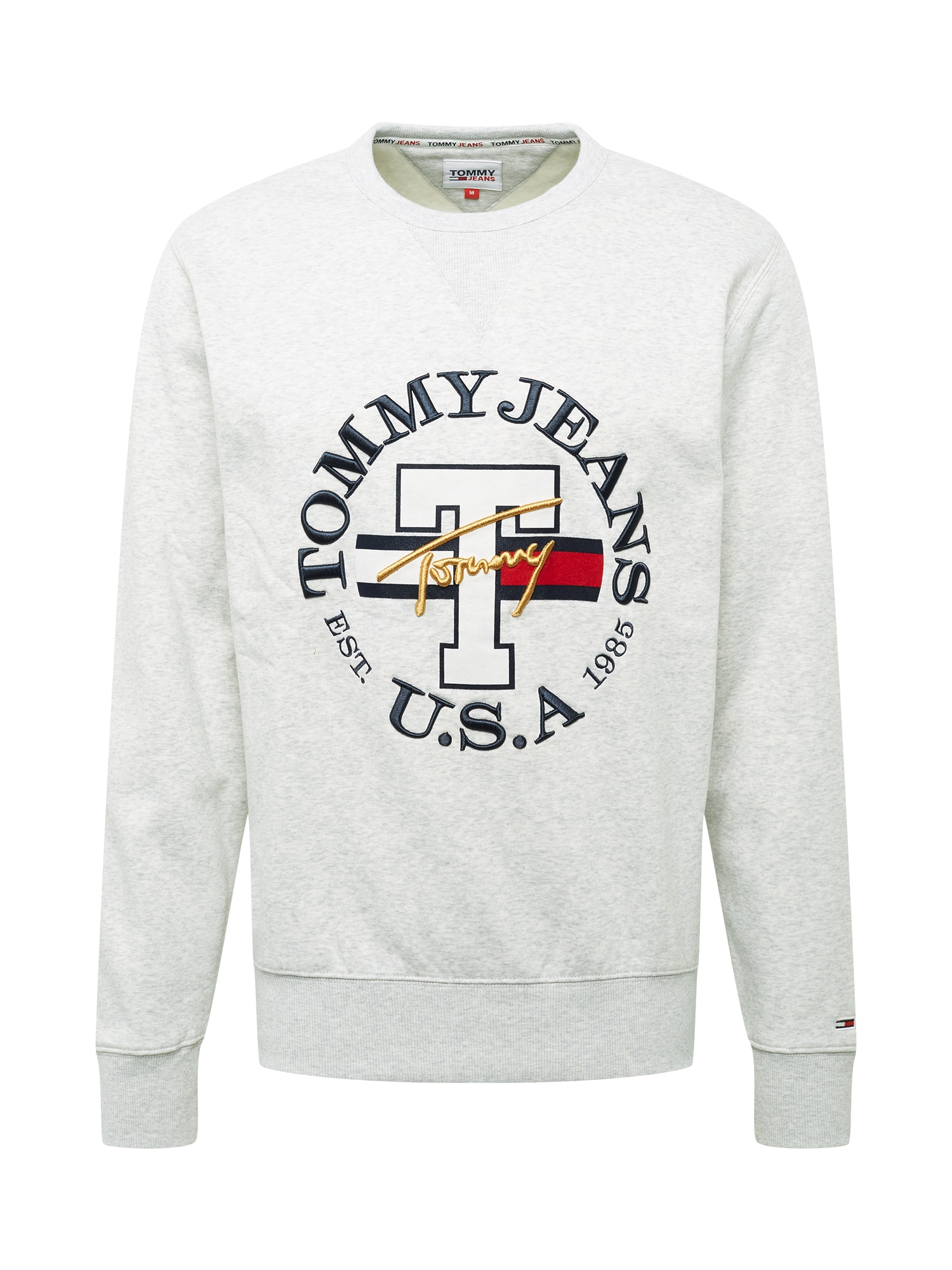 Tommy Jeans Megztinis be užsegimo 'TIMELESS'  sidabro pilka / margai pilka / tamsiai mėlyna / auksas / raudona