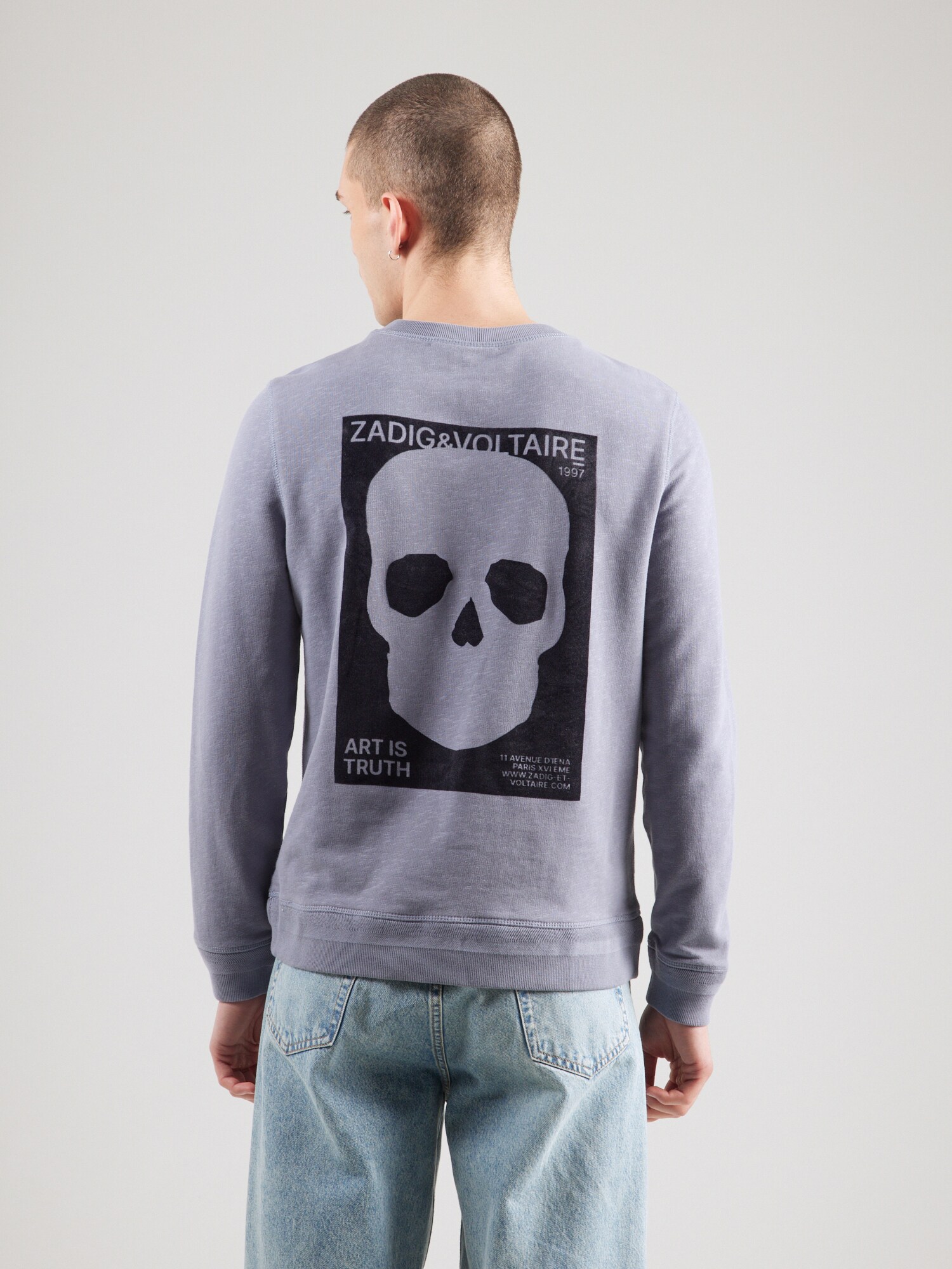 Zadig & Voltaire Tréning póló 'STONY SLUB SKULL'  galambkék / fekete termék 2. képe