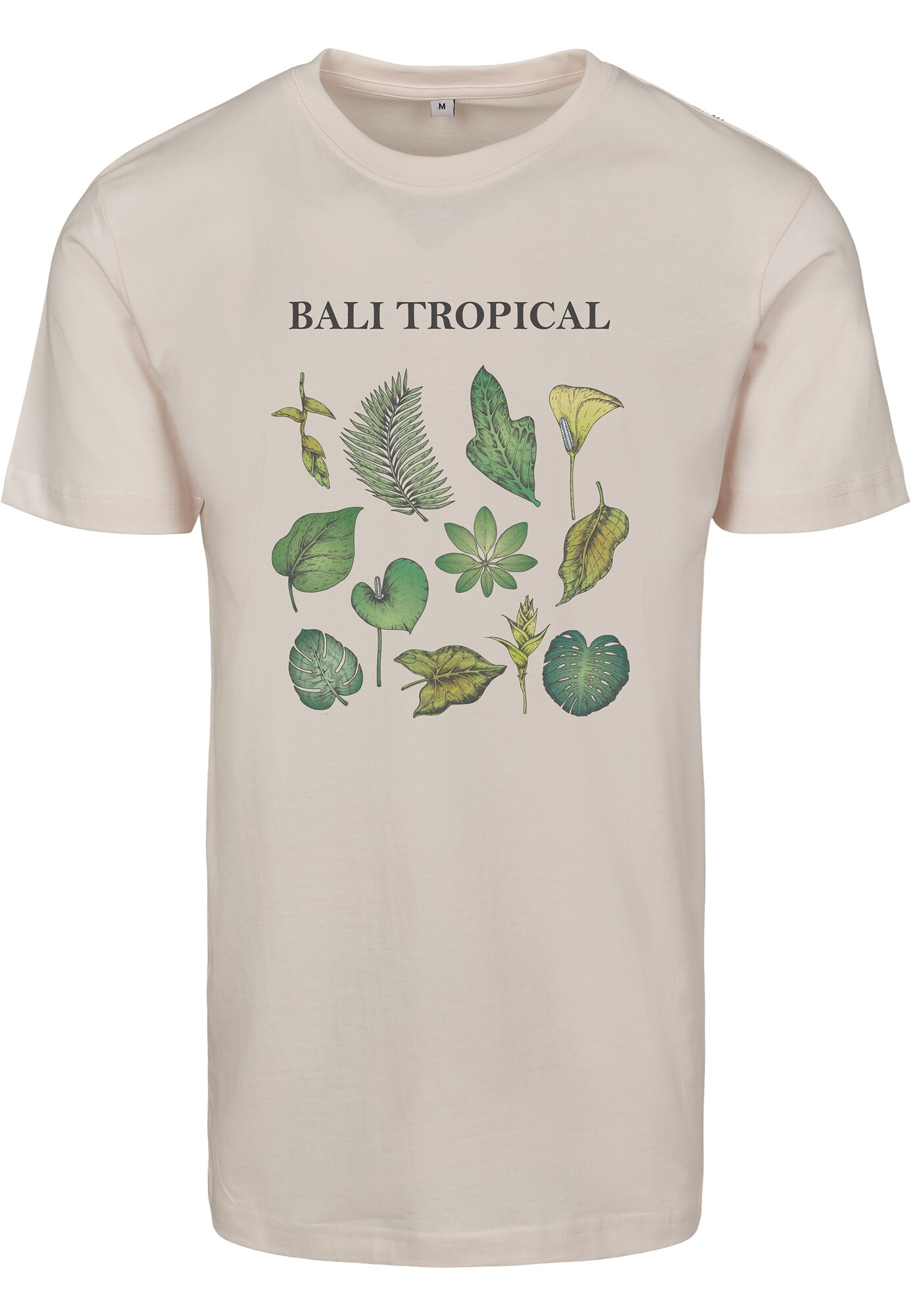 Merchcode Marškinėliai 'Bali Tropical'  pastelinė rožinė / juoda / nefrito spalva / šviesiai žalia