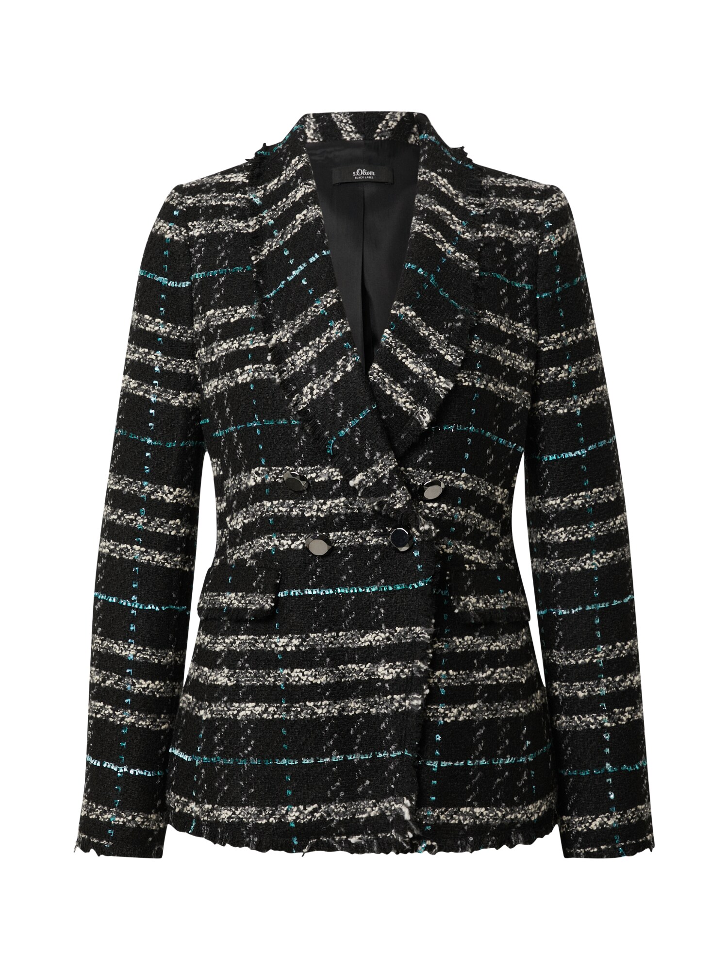 s.Oliver BLACK LABEL Blazer švarkas  juoda / balta / benzino spalva