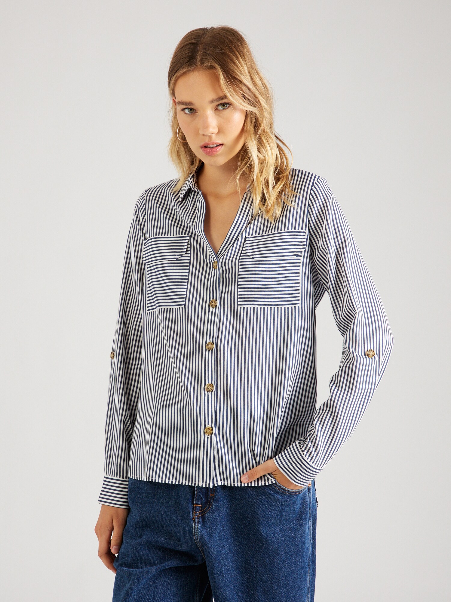 VERO MODA Blúz 'VMBumpy'  fekete / fehér termék 2. képe