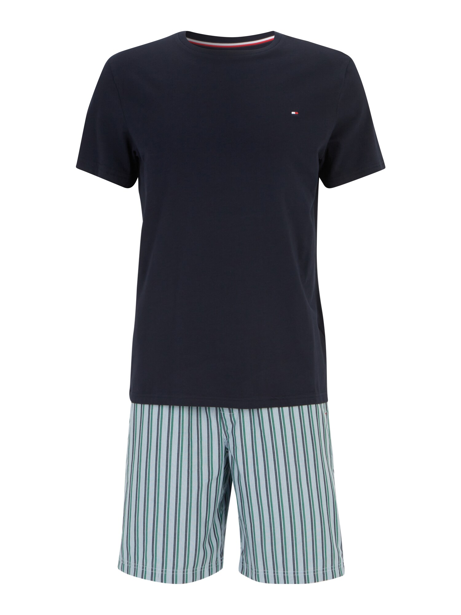 Tommy Hilfiger Underwear Krátke pyžamo  námornícka modrá / modrá melírovaná / tmavozelená