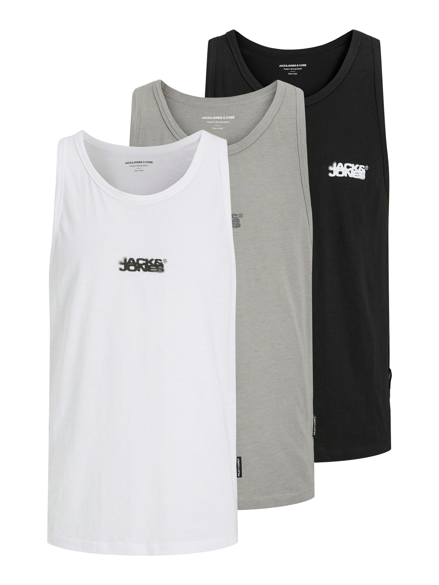 JACK & JONES Tričko 'JCOSAGO'  sivá / čierna / biela
