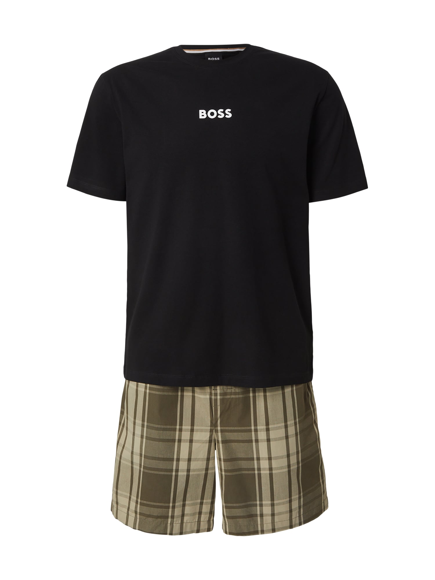 BOSS Lyhyt pyjama 'Easy' khaki / oliivi / musta