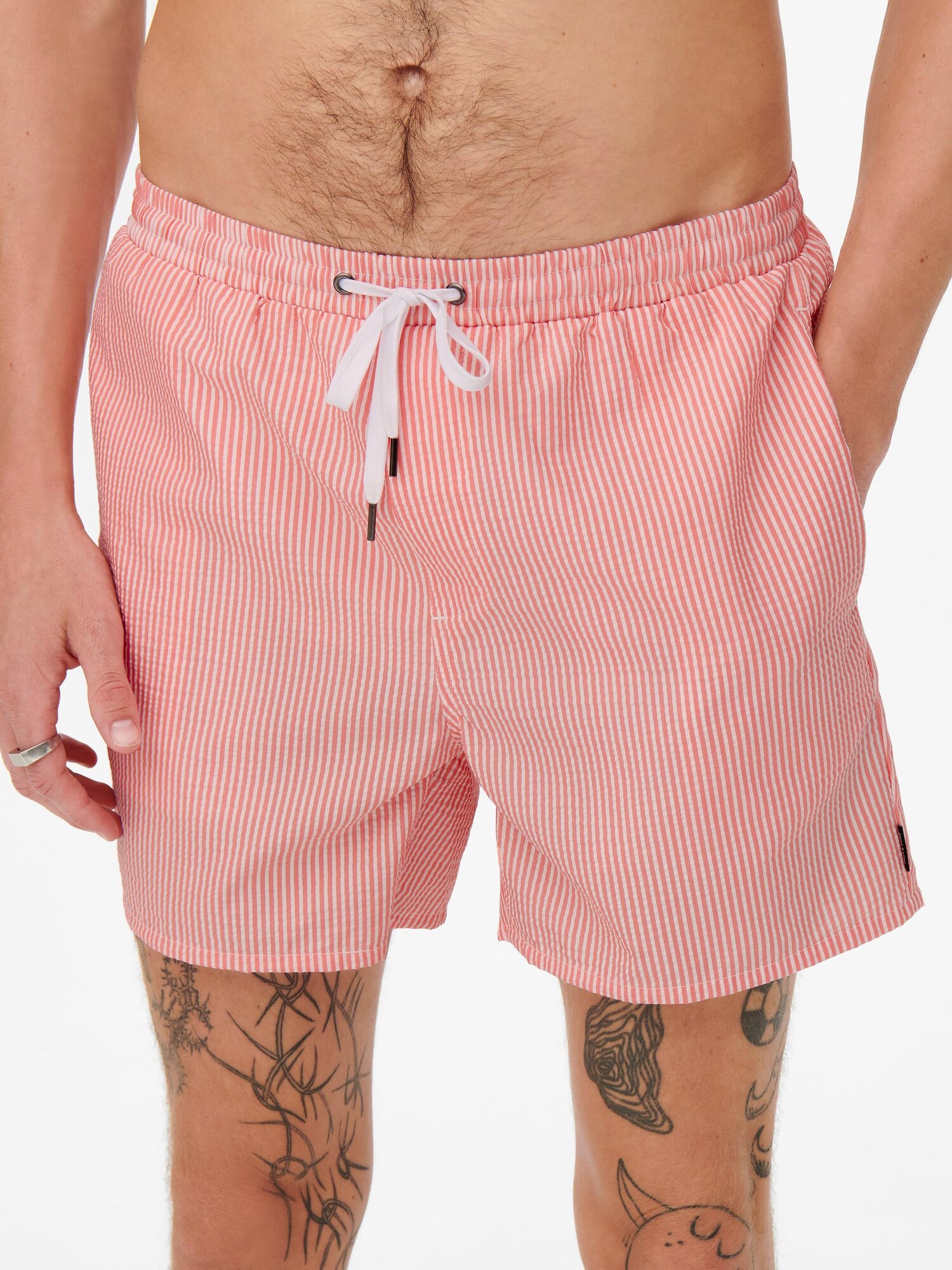 Only & Sons Plavecké šortky 'ONSTED' pitaya / biela (obrázok 5)
