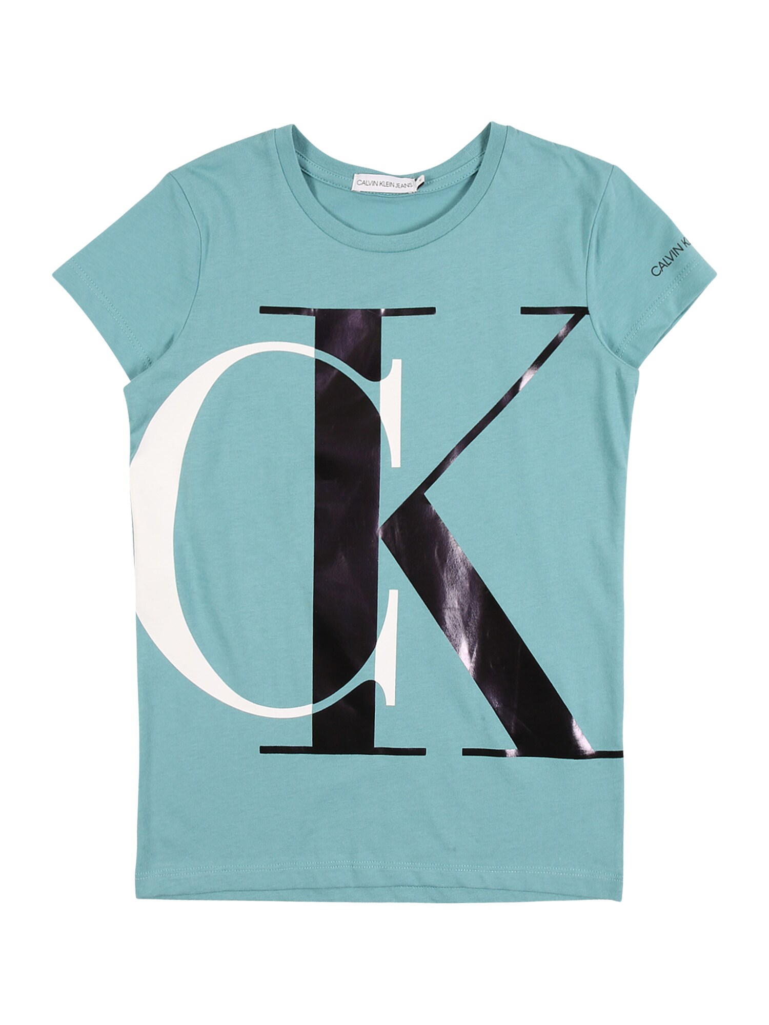 Calvin Klein Jeans Marškinėliai  šviesiai mėlyna / balta / juoda