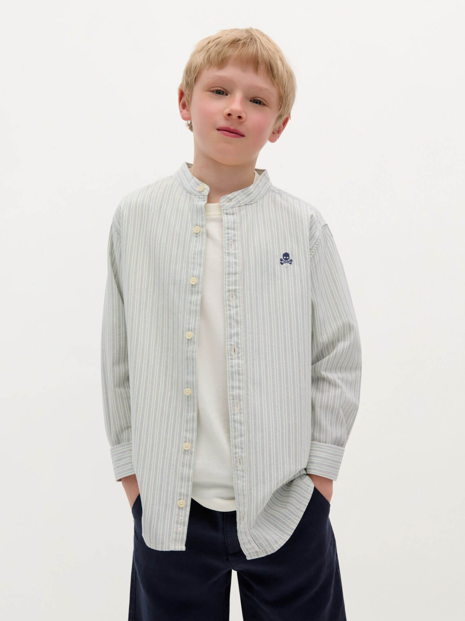 Thumbnail - Scalpers Mao Vintage Stripes Shirt Kids