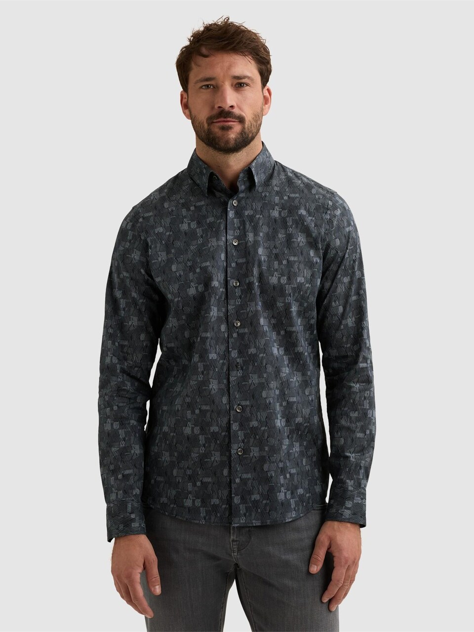 Skjorta 'Shirt with allover print and Kent collar'