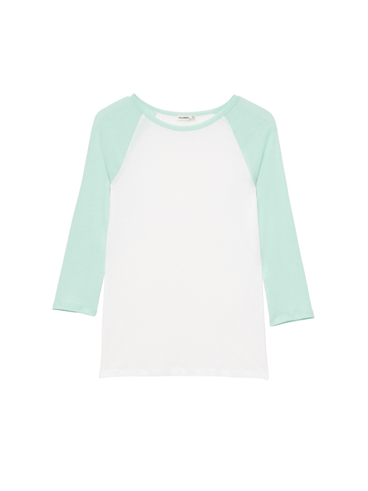 Pull&Bear Tricou turcoaz / alb