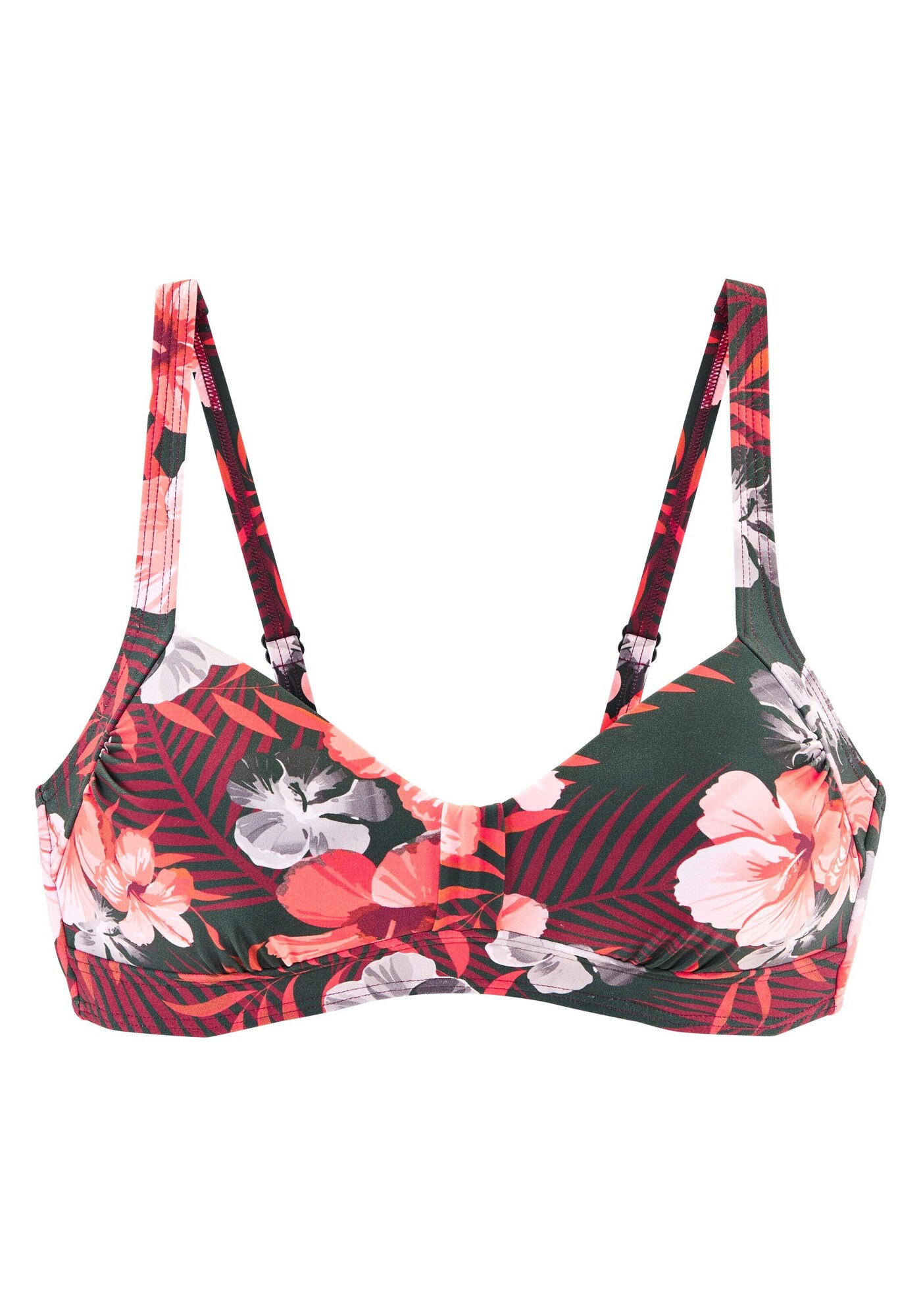 LASCANA Bikinový top  tmavozelená / marhuľová / lososová