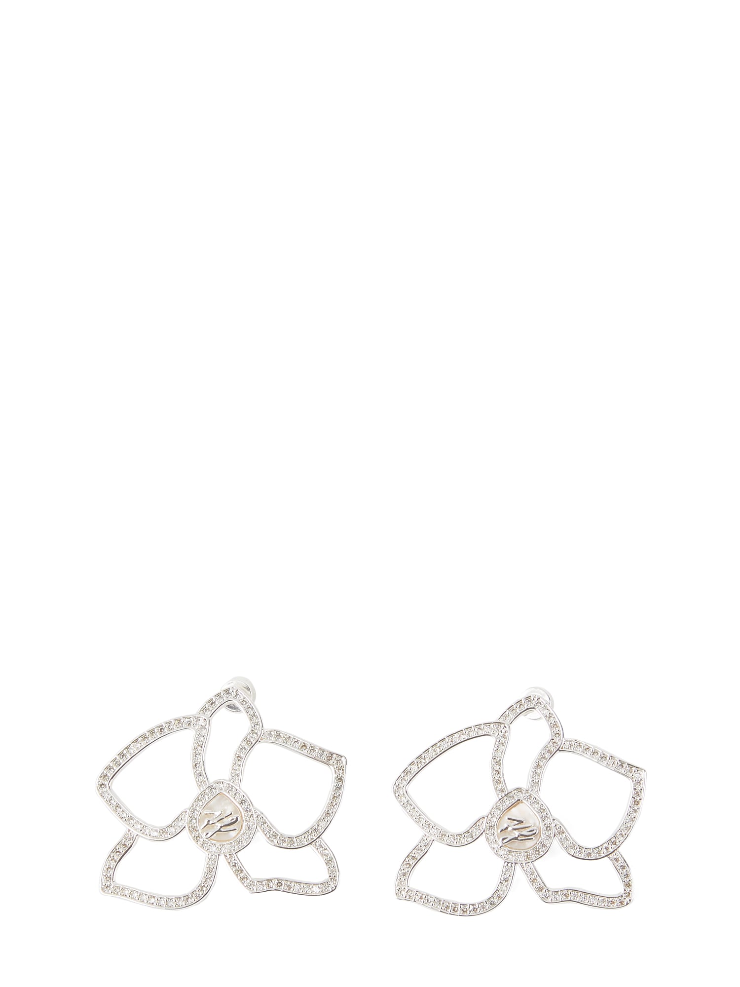 Karl Lagerfeld Cercei  AUTOGRAPH FLOWER   argintiu