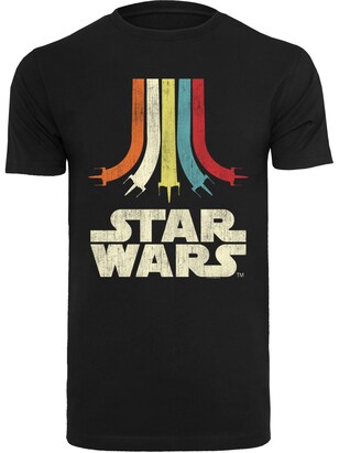 F4NT4STIC Shirt ‘Star Wars Retro Rainbow Regenbogen’ Gemengde kleuren / Zwart