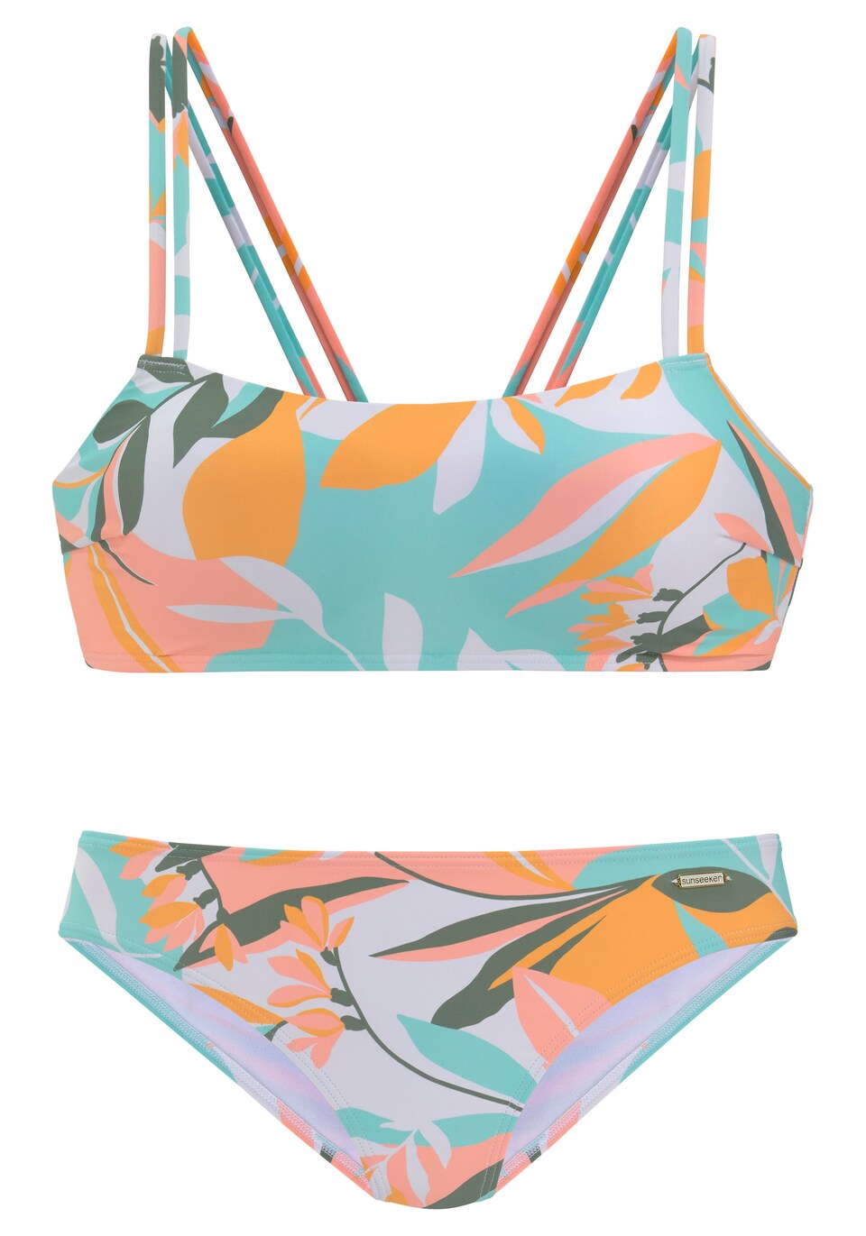 Bikini turkos / gran / ljusorange