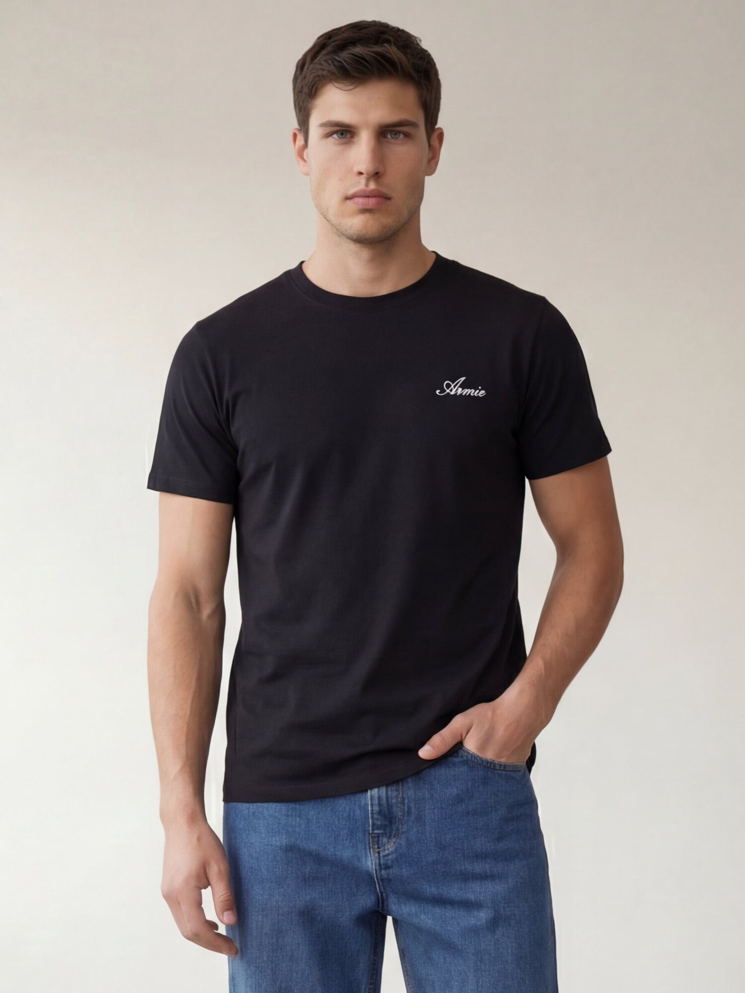 ARMIE Majica 'The Pierre Slim-Fit Logo T-shirt' crna